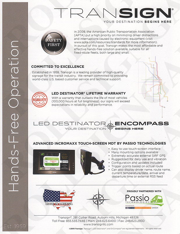 Transign LED Destinator - Electronic Destination Signs (Newer brochure) - Back. (Click / tap the X to close.)