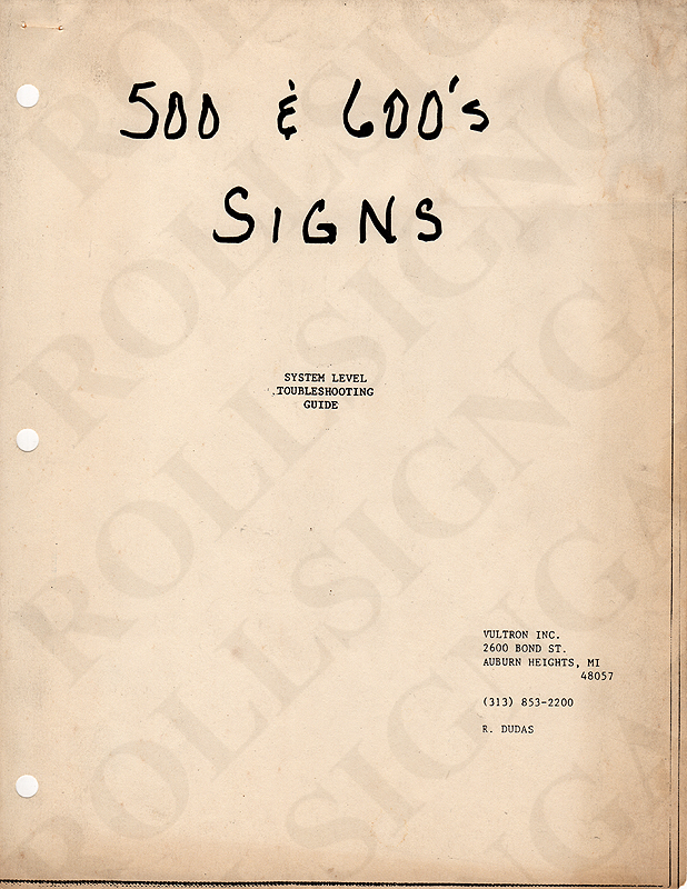 Vultron Troubleshooting Guide: Front Cover. (Click / tap the X to close.)